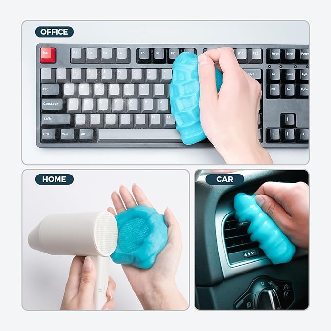 CLICK CLEAN 2Pcs Cleaning Gel for Car, 7oz Car Detailing Tools, Cleaning Putty Gel, Car Interior Cleaner Universal Dust Cleaner for Keyboard, Laptop, Air Vents (Coconut & Bluebell)