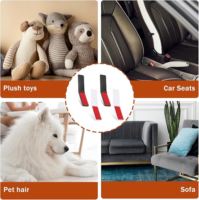 Foldable Lint Brush for Clothes, 4 Pcs Portable Travel Size Lint Remover Brush Reusable Mini Compact Lint Removal Tool for Furniture Couch Sofa Pet Hair Fabric Fluff Dust Removal (Black, White)