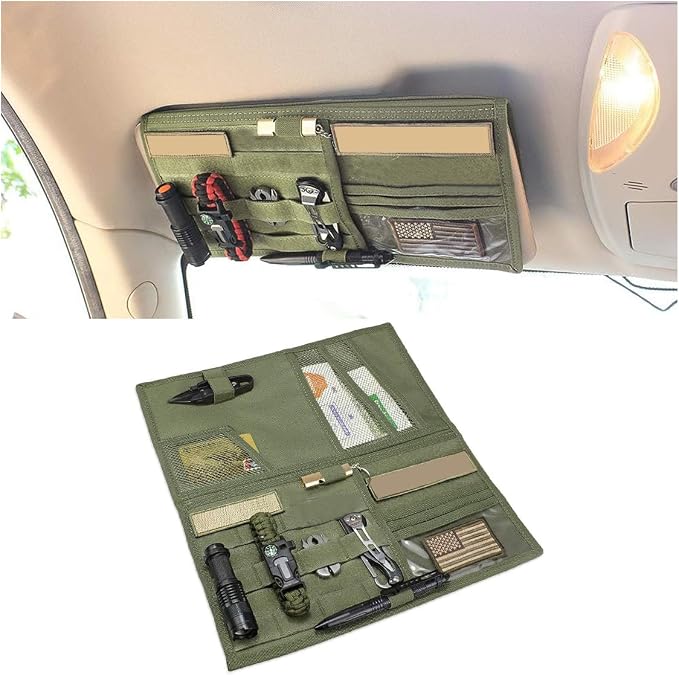 smilfuy Tactical Molle Car Sun Visor Organizer, Large Molle Visor Panel