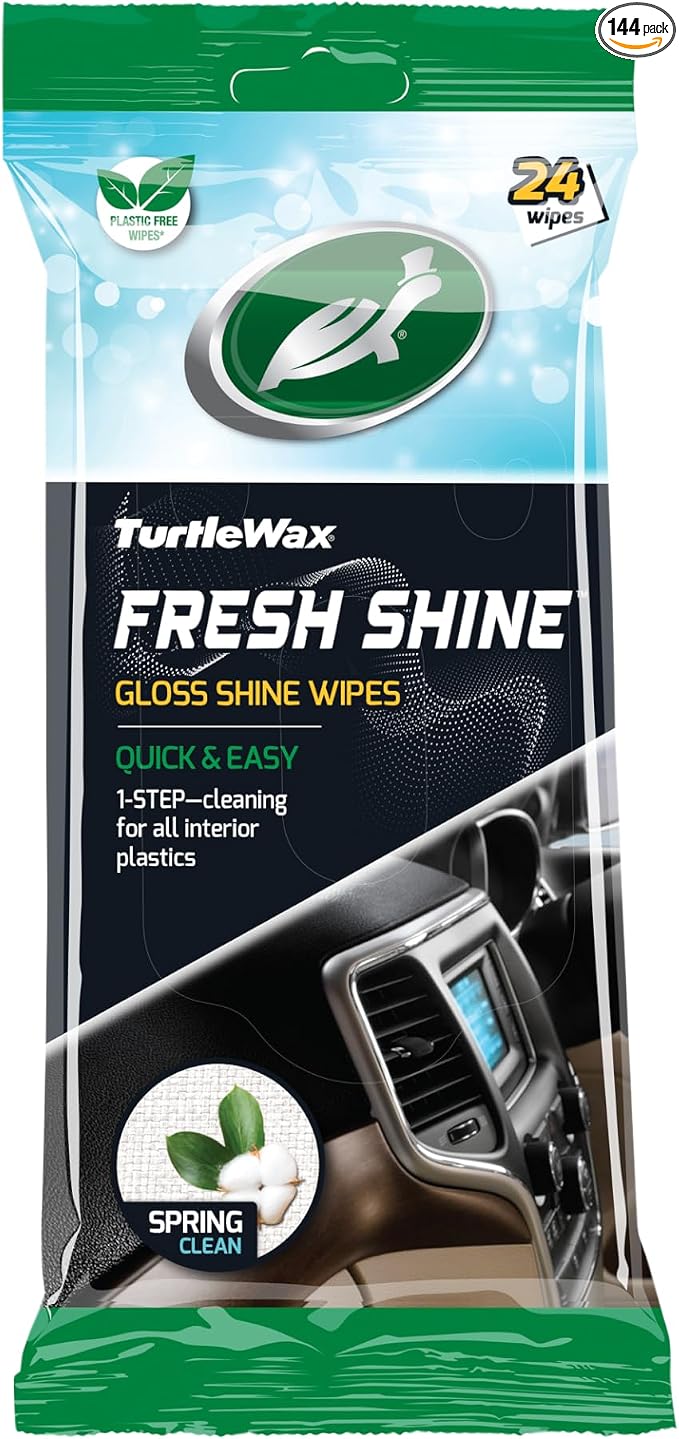 Turtle Wax Multi-Purpose Wipes for Car Interior (Fresh Shine Gloss Wipes)