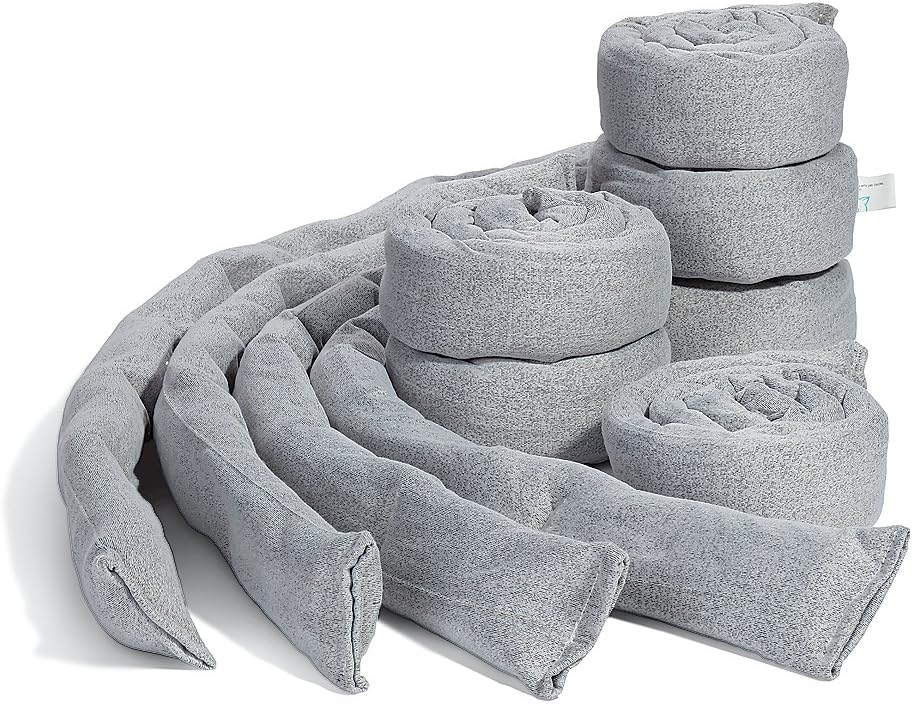 Dryer-Safe Reusable Water Absorbent Sock - 2 Pack - 3" x 38" - Absorbs Up to 34 oz per Sock - Gray - PM50672