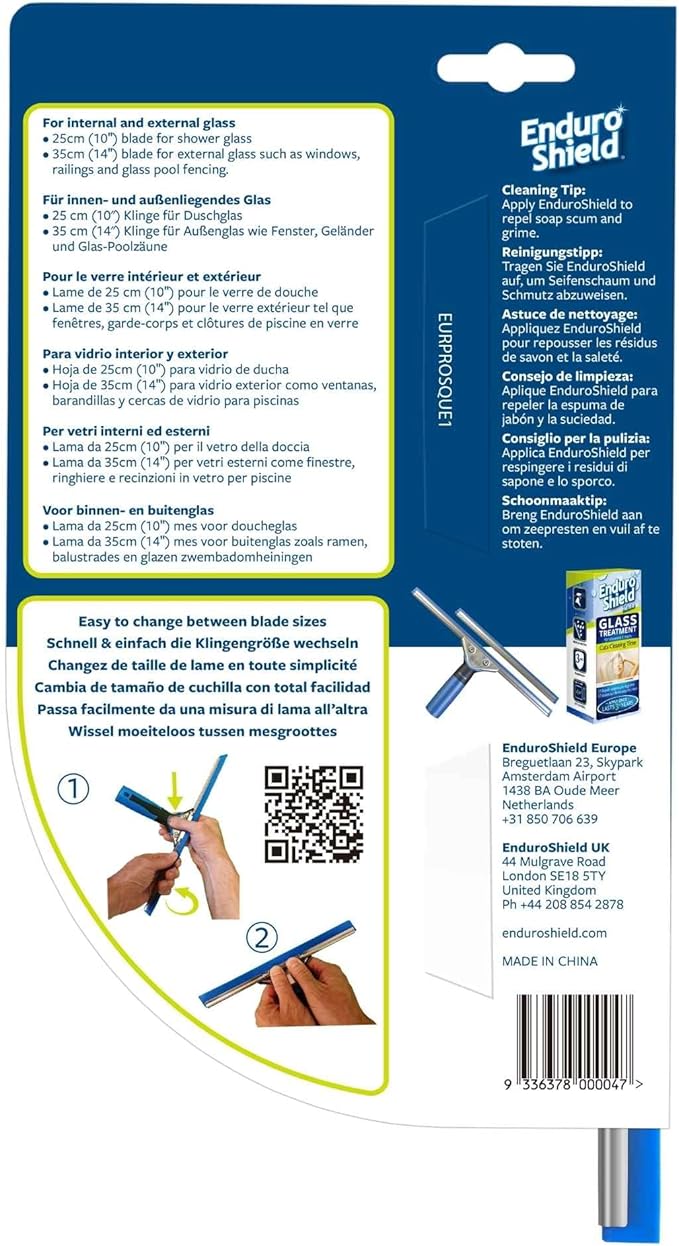 Professional Squeegee - Premium Quality Silicone Rubber Blades with Ergonomic Handle for Streak-Free Cleaning - Perfect for Windows, Shower Doors, and Railings