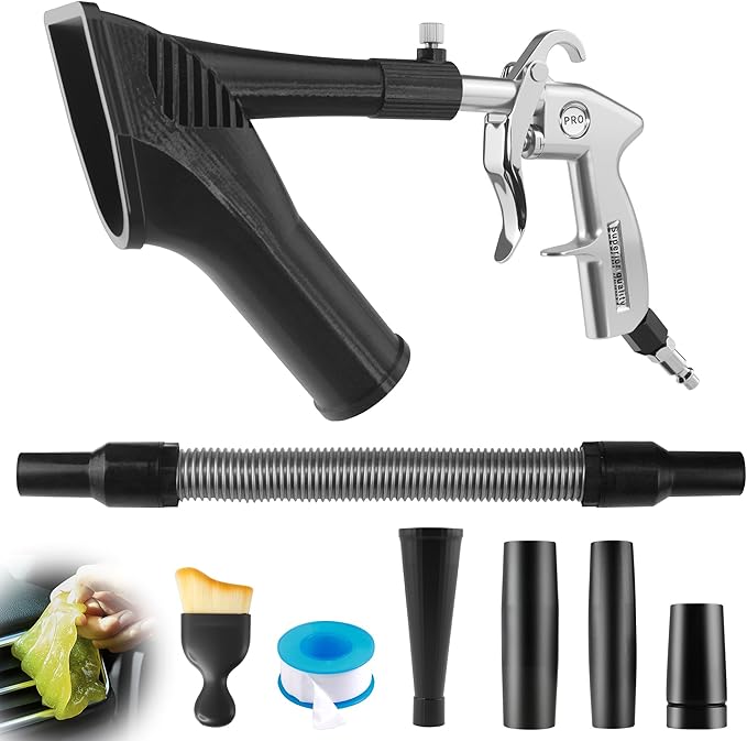 GOCCIDA 2IN1 Car Interior Detailing Air Blow Gun & vacunm Gun with Adjustable Air Flow Nozzle,Cleaning Gun Quickly Blasts Dirt and Dust from Surface Works with Air Compressor(Upgrade Rotate Tube)