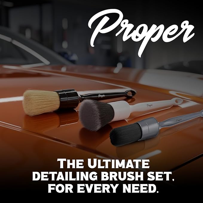 Premium Car Detailing Brush Set - Complete 6 Pack Kit - 2 Boar's Hair, 2 Ultra Soft, 2 Synthetic Bristles - Car Detail Brush for All Surfaces, Leather Seats, Air Vents, Wheels & Emblems, and More