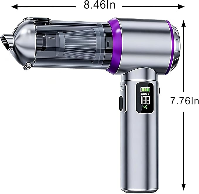Car Vacuum Portable Cordless,20000Pa Suction Power Handheld Vacuum for Car,Home,Office,Pet Hair Cleaning,with 2 Washable Filter and 9 Replaceable Nozzle, Type-C Charging