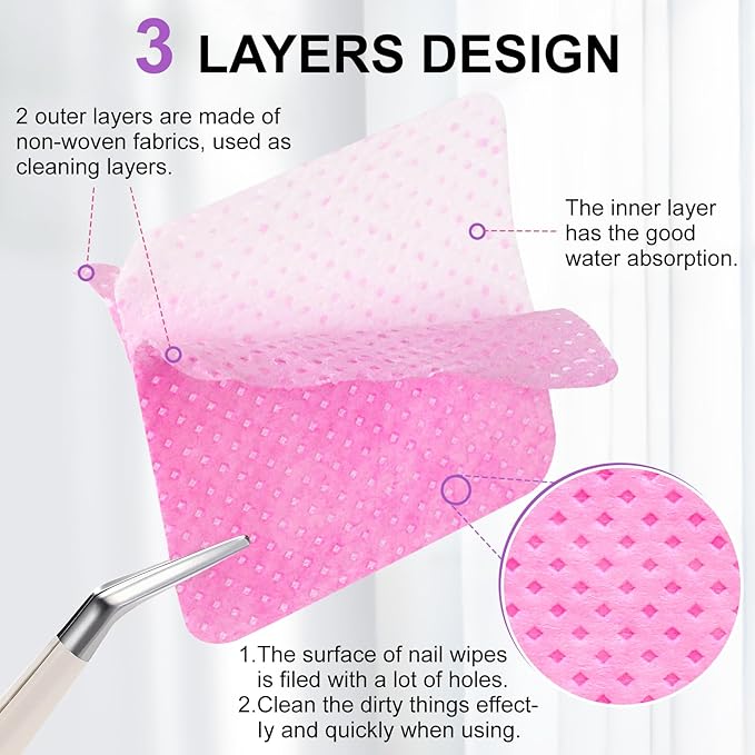400pcs Nail Cotton Pads, 1 Pull-Off Pump-Style Bottle Suitable for Nail Care Wipes, Nail Cleaning Pads, Mascara Extension Glue Cleaning Wipes, and Nail Care Product Sets (Pink + White)
