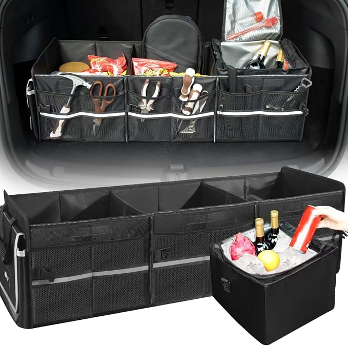 Front Trunk Organizer with Leakproof Cooler Bag for Tesla Model Y Model 3 2017-2025, Frunk Storage Collapsible Container