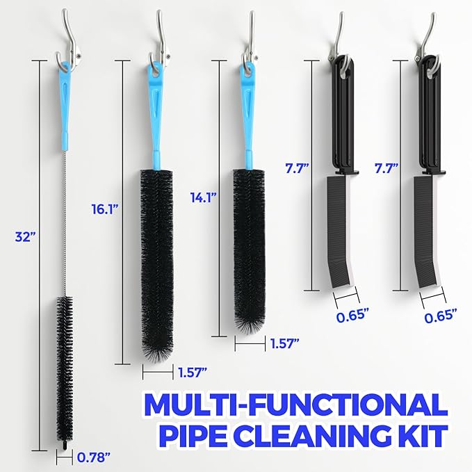 Holikme Dryer Vent Cleaner Kit - 5 Piece Flexible Snake Tool for Lint Removes & Hair Clogs, Suitable for Drain Pipes,Condenser, Refrigerator Coils, Radiators, Toilets, Sinks & Tile Grout