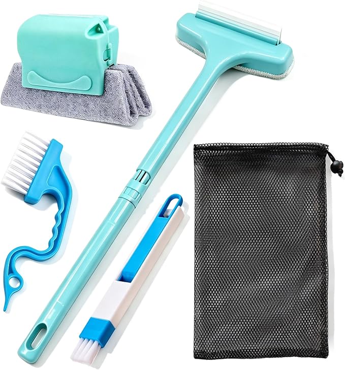 Window Track Cleaning Brush, 2-in-1 Groove Cleaning Tool with 3 Replaceable Pads, Multifunctional Gap Brush for Window S