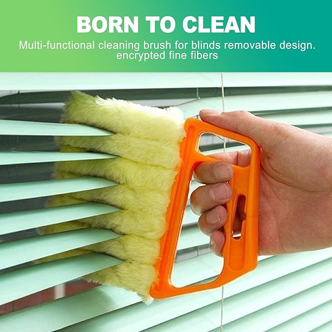 slaixiu 4-Pack 7 Finger Window Blind Cleaner Duster Tool, Washable Mini Blinds Cleaner Brush for Wood, Vinyl Shutters, AC Air Vent, and Car Fan Dusting