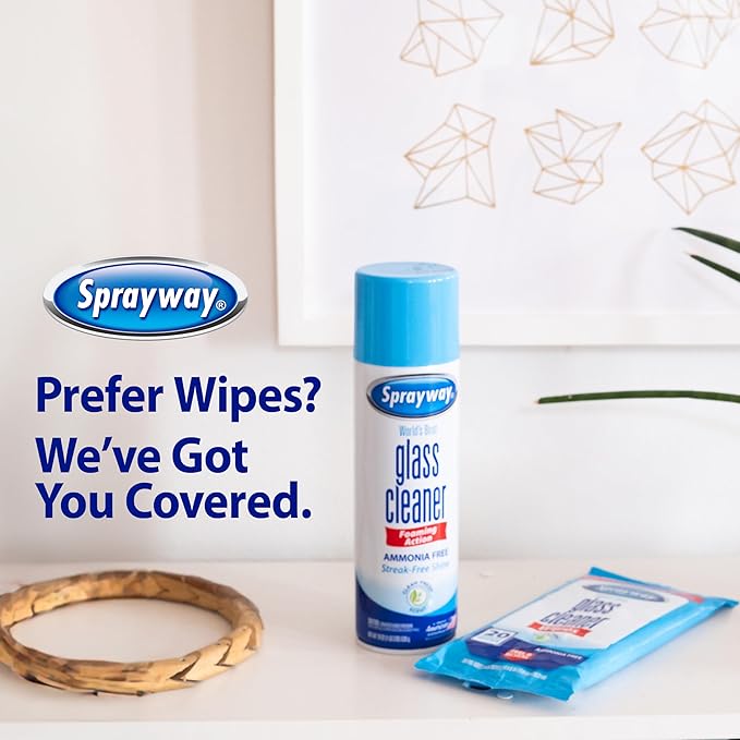 Sprayway Glass Cleaner Foaming Aerosol Spray, 19oz, Pack of 2 | Ammonia-Free, Streakless, Fast-Acting | Cleans & Polishes Glass Surfaces | Fresh Scent, Removes Fingerprints, Dust, Dirt, Smoke Film