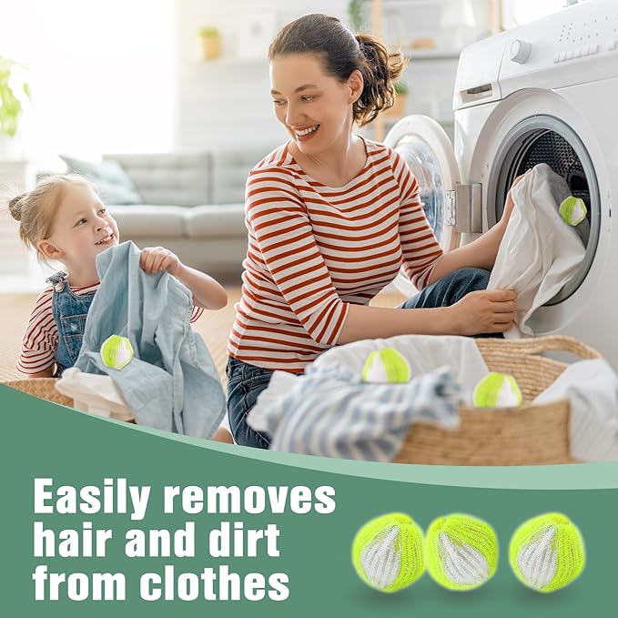 Pet Hair Remover for Laundry,Reusable Dog & Cat Hair Remover for Laundry Effectively Laundry Pet Hair Catcher for Clothes and Bedding,Suitable for lint Catcher for Washing Machine (12, Green)