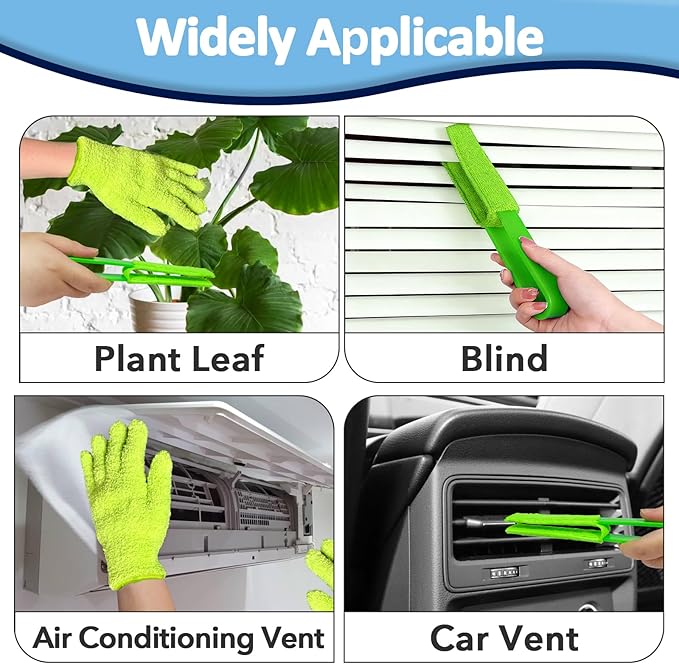 4 PCS Plants Cleaning Set, Include 2 PCS Microfiber Gloves for Plant Dusting, 1 PCS Leaf Cleaner Tong with 2 PCS Separate Cloth Covers Reusable Microfiber Sleeves and Gloves Plants Cleaning Set
