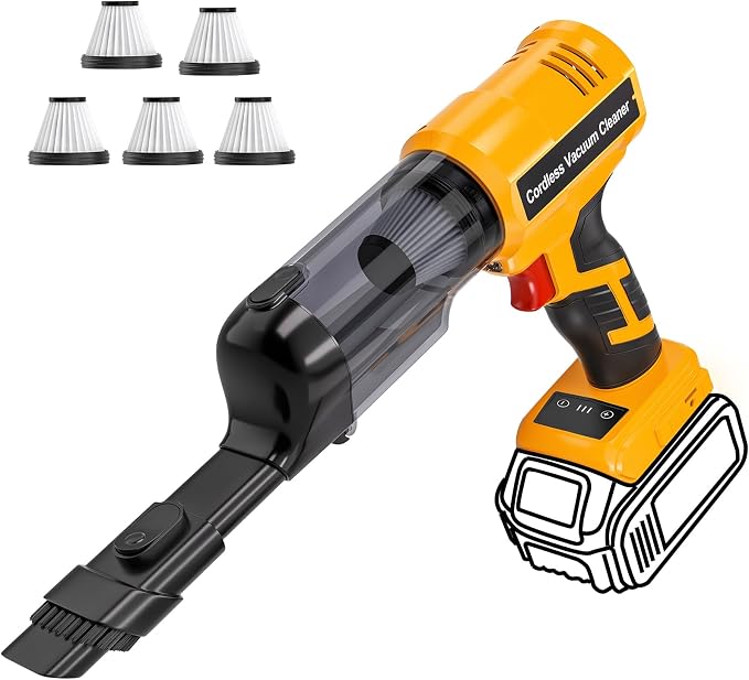 Adisipsoarin Cordless Vacuum Cleaner for Dewalt 20V Battery, Electric Handheld Vacuum Cleaner with 105AW Powerful Suctio