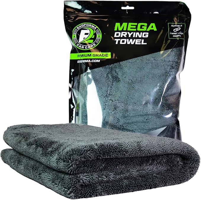 ExoForma Mega Car Drying Towel - Holds Up to 9 lbs, No Streaks, Scratches, or Water Spots | 1200 GSM Microfiber Double T