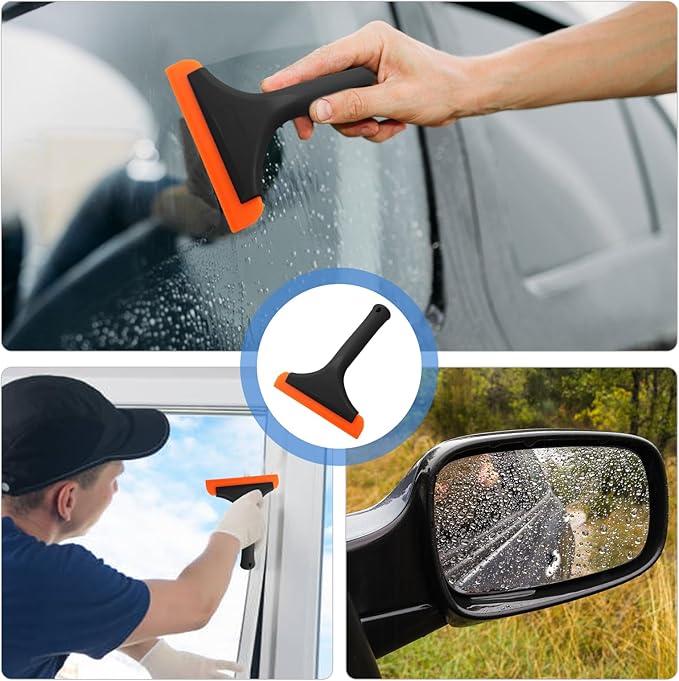 6 Inch Car Window Squeegee Silicone Squeegee, Auto Window Squeegee Small Windshield Squeegee, Tile Squeegee Mirror Squeegee Shower Squeegee for Glass Doors (Black Handle), DX240410-773