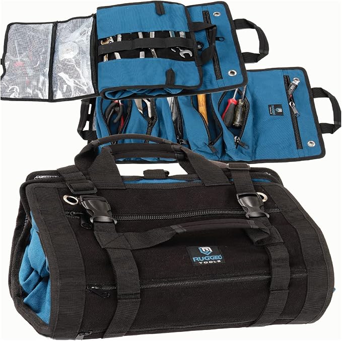 Rugged Tools Titan23-XL Tool Roll - Wrench Roll & Organizer - Canvas Tool Bag & Tool Pouch for Electrician, HVAC, Plumbe