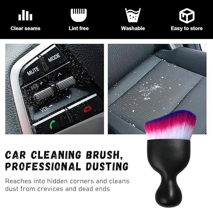Ziciner Car Detailing Brush, Curved Soft Bristles Auto Removal Dust Collectors, Universal Vehicle Dashboard, Air Conditioner Vents etc Interior Cleaning Tool Accessory (White/Red/Blue)