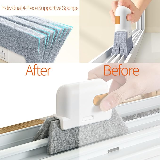 11PCS Window Track Cleaning Tools - Deep Clean Groove Gap Cleaning Brush Kit for Window/Door Tracks, Sill, Tile Lines, Kitchen Gunk, Bathroom Counters