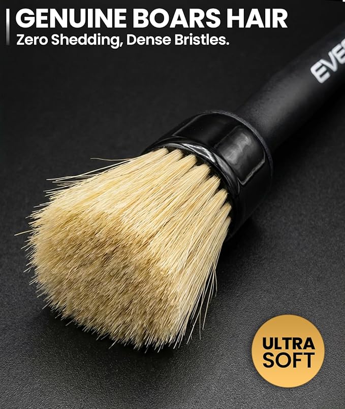 EVEO Car Detailing Brush Set - (3 Pack) Car Detailing Kit Interior, Car Interior Detailing Kit Car Detailing Brushes - Car Cleaning Brush, Car Detailing Brushes, Car Detailing Tools | Soft Boars Hair