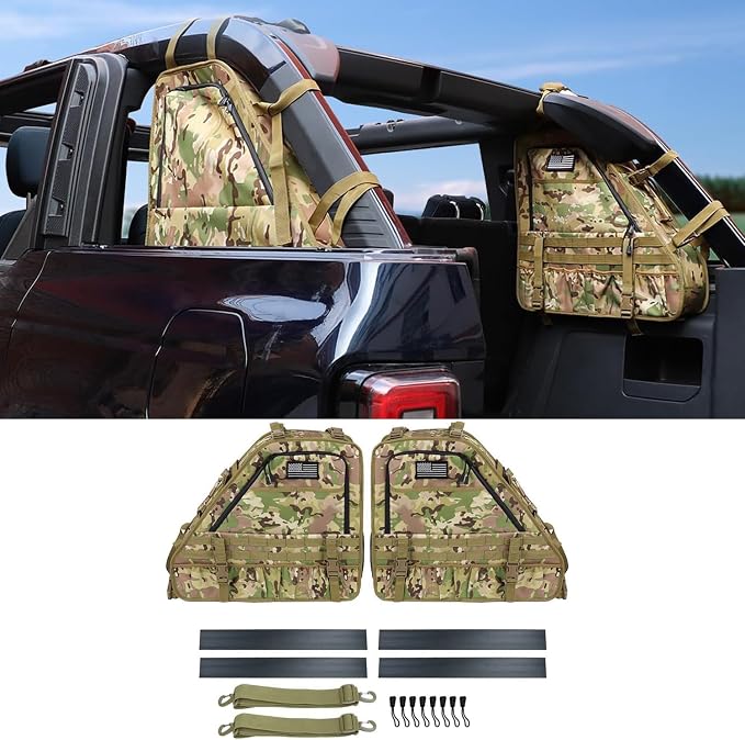 2 Pcs Roll Bar Storage Bag for Ford Bronco Offroad 2/4 Door 2021-2025,Multi-Pockets Cargo Cage Bag Saddlebag Tool Organi