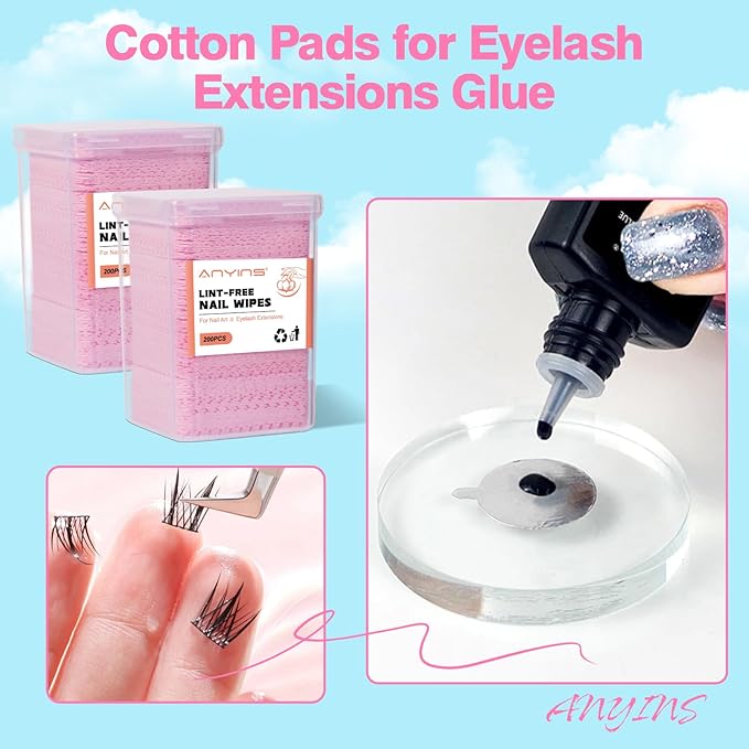 Lint Free Nail Wipes, 400PCS Lint Free Wipes Non-woven Fabric Nail Polish Remover Super Absorbent Soft Cotton Pads for Lash Extensions Glue Cleaning Salon Supplies & Home DIY