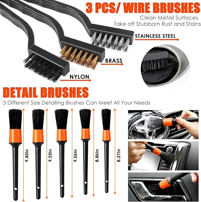 20PCS Car Cleaning Kit, Car Interior Detailing Kit with High Power Handheld Vacuum, Auto Detailing Drill Brush Set, Cleaning Gel, Complete Car Wash Kit Supplies for Deep Cleaning