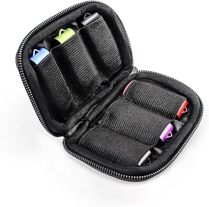 Flash Drive Case - USB Holder, Storage Bag for Thumb Drives, Lightweight, Protects & Stores Small Items, 6 Slots, Black