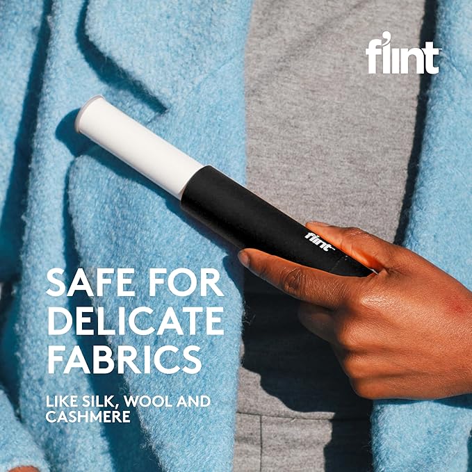 Flint Classic Black Retractable Mini Lint Roller with 30 Extra Sticky Sheets, Small and Portable Lint Roller, Ideal Pet Hair Remover, Travel Lint Rollers for pet Hair Extra Sticky