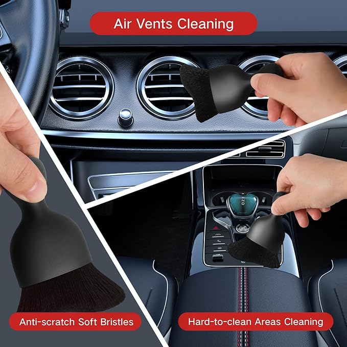 Qydipclin 10pcs Windshield Cleaning Tool Inside Car Window Cleaner Wash Kit with 4 Reusable Microfiber Pads 1 Spray Bottle and Extendable Handle Interior Auto Glass Wiper Kit, Red