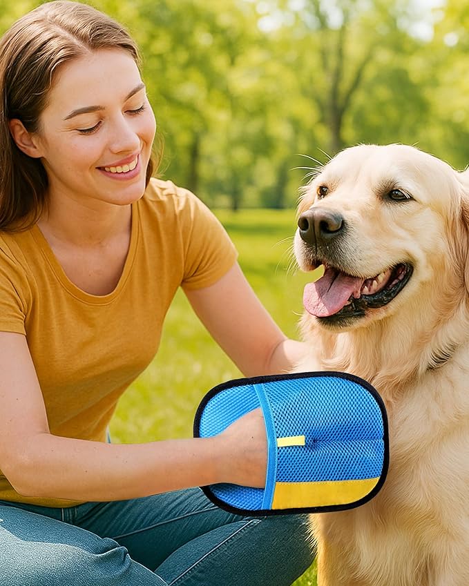 2026 Thickened Electrostatic Pet Hair Removal Gloves (1P) - Reusable Strong Grooming Gloves for Cats & Dogs, Hair Remover for Couch, Furniture, Carpet, Car Seats & Clothing (Blue)