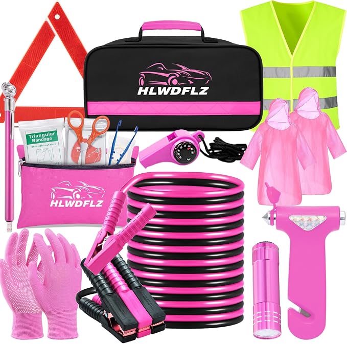 Car Roadside Emergency Kit - 17pcs Winter Traveler Safety Road Side Assistance Kits, Car Kit Essentials for Men, Women,
