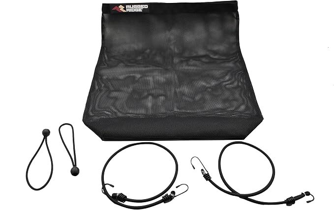 Rugged Ridge Mesh Trail Bag | Mounts to Spare Tire | 11150.01 | Fits 1941-2025 Jeep Universal w/ Rear Spare Tire