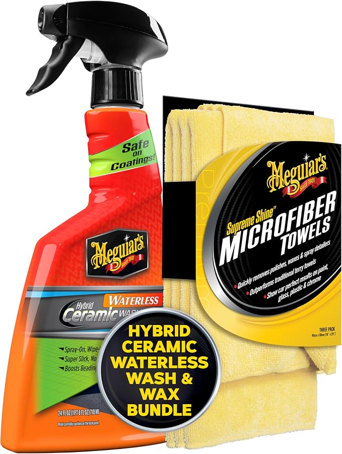 Meguiar's Hybrid Ceramic Waterless Wash & Wax Kit With Microfiber Towels