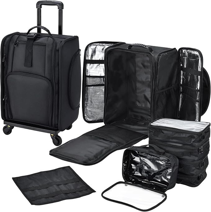 Stagiant Rolling Makeup Case Professional Travel Makeup Organizer Make up Storage Cosmetic Trolley Suitcase Makeup Stora