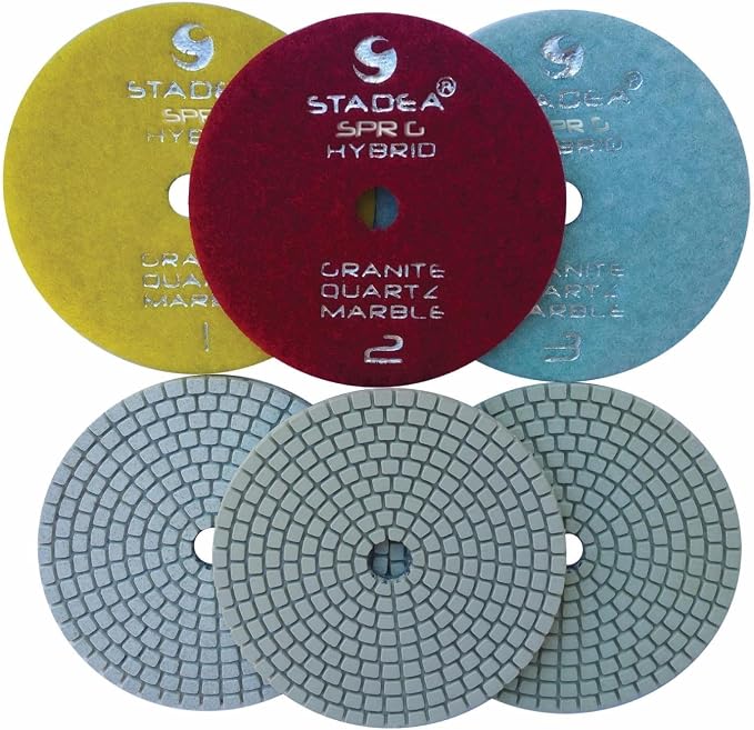 PPH106S 5" Wet Dry Diamond Polishing Pads Three 3-Step Set For Granite Glass Quartz Polishing