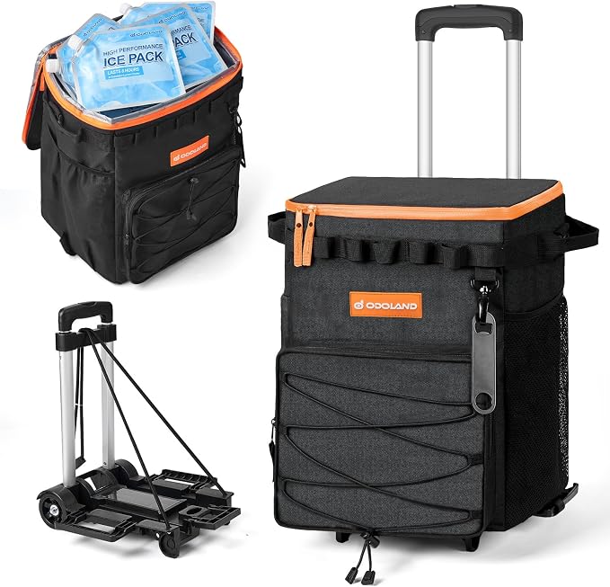 Odoland 72 Can Rolling Cooler, Leakproof Insulated Cooler Bag with Handle