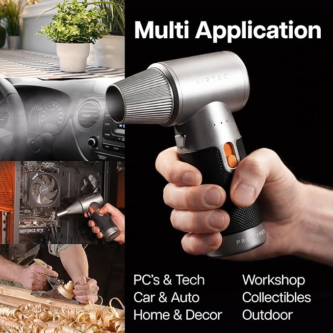 IT Dusters AirTec Ultra Cordless Air Duster for PC & Electronics, Rechargeable Electric Air Blower for Keyboard, Laptop, Console & Home Cleaning, Alternative to Canned Air (Type 8 - Space Core)