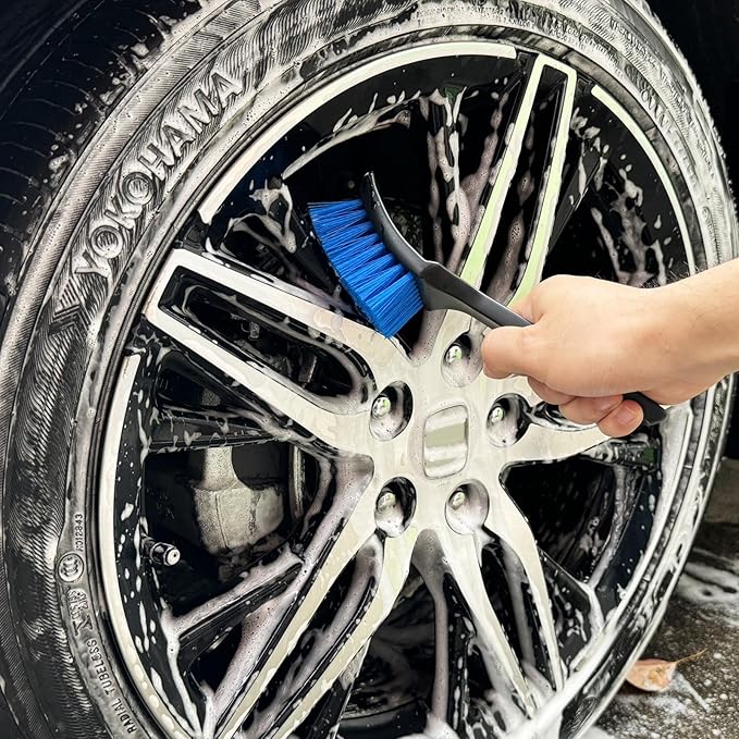 Wheel Brush, Wheel & Rim Cleaner Brush, Tire Brush, Wheel Cleaning Brush, Bendable & Durable Car Wheel Brush Set, Car Detailing Brushes, Wheel Brushes for Cleaning Wheels