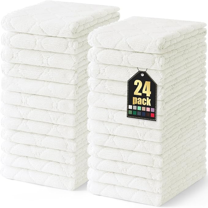 Homaxy 24 Pack Super Soft Absorbent Dish Towels, 10" x 20", White