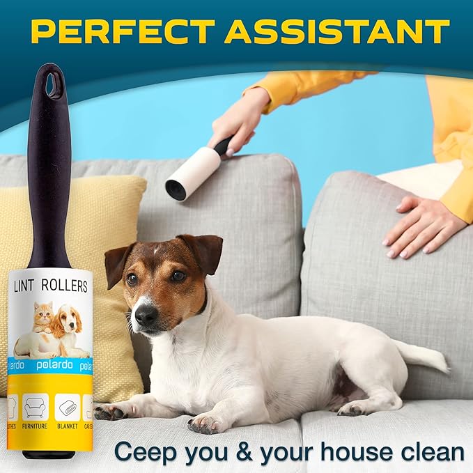Lint Rollers for Pet Hair, White, Sticky Remover for Couch, Clothes, Furniture and Carpet, Dog and Cat Fur Remover, Animal Fuzz, 5 Large Sticky Rollers