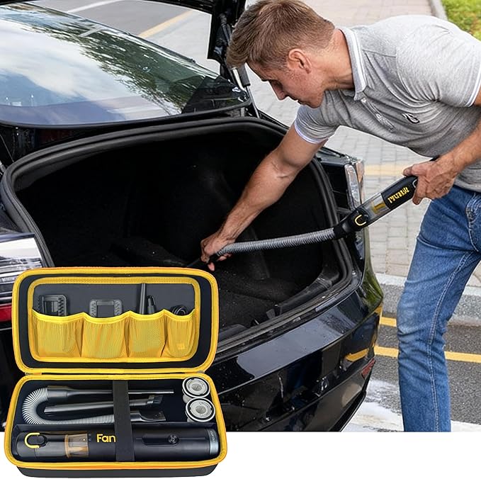 Case for Fanttik Slim V8 Apex/ V8 Mate/for Fanttik Slim V10 Apex/ V10 Mate Car Vacuum Portable Cordless. Portable Hard Storage with Removable Divider and Mesh Pocket for Accessories(case only)