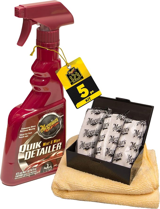 Meguiar's G10240 Smooth Surface XL Clay Kit - Includes 240 Grams of Clay Bars, Quik Detailer Spray Bottle and Microfiber