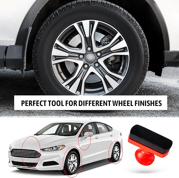 BABYSHEEP Tire Shine Applicator Brush - Extra Large Automotive Tire Dressing Applicator Brush with Storage Stand for Tire Detailing & Car Wash Kit, Black, 3.6 Inch Length (1,Red)