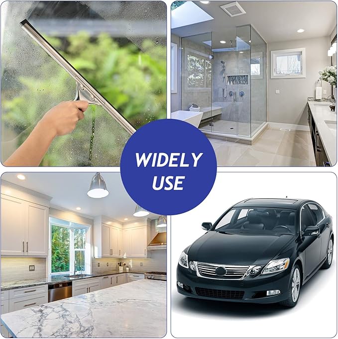 Boao 4 Pieces Replacement Squeegee Rubber Blade 18 Inch Refill Silicone Replacement Rubber Squeegee for Windows, Glass, Shower Doors Household Cleaning