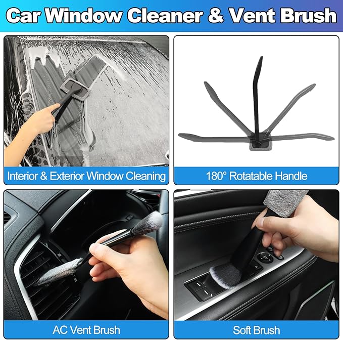 Car Cleaning Kit, Car Detailing Kit with Car Vacuum 8000PA High Suction, Car Interior Cleaning Supplies with Detailing Brushes, Windshield Cleaner Tool, Car Accessories for Men & Women