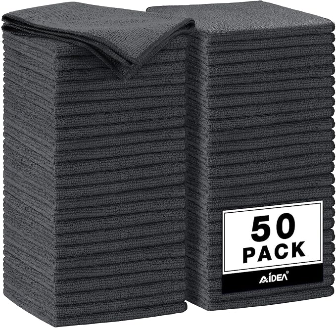 AIDEA Microfiber Cleaning Cloth Grey 50PK, Microfiber Towels 11.5×11.5"