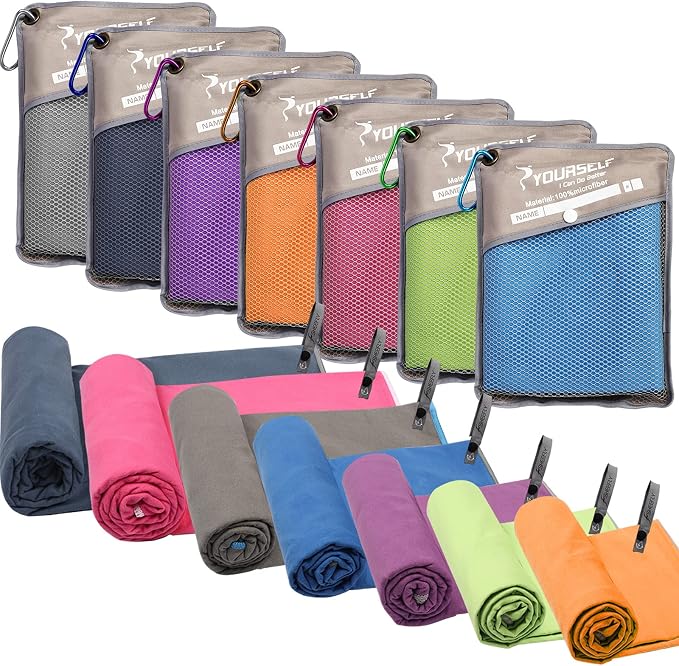 SYOURSELF Microfiber Camping Towel, Quick Dry Towel, Soft Absorbent Compact Travel Gym Workout Sweat Towel for Beach Yog