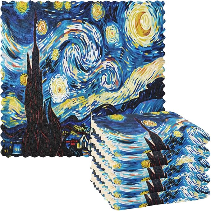 ALAZA Dish Towels Kitchen Cleaning Cloths Vincent Van Gogh Starry Night Dish Cloths Super Absorbent Kitchen Towels Lint