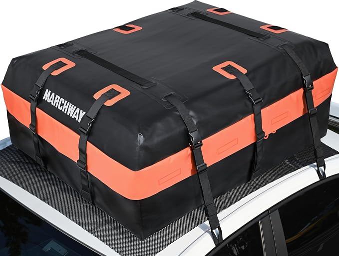 MARCHWAY Waterproof Car Roof Luggage Bag, Weatherproof Soft Shell Rooftop Cargo Carrier Bag for Vehicles with or Without